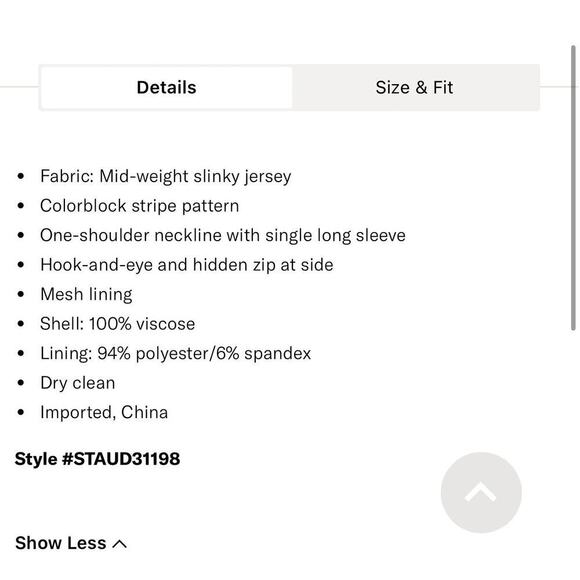 STAUD Dress Serena Maxi One Shoulder Sleeve Colorblock Stripe Capri Multi S - Picture 4 of 10